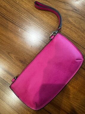Joy Susan Hot Pink Leather Wristlet Clutch